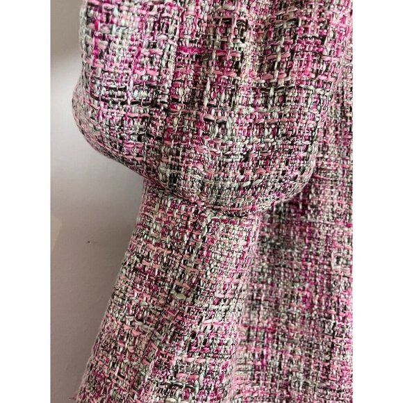 INC Tweed Blazer XL Pink Old Money Preppy Luxury Y2K Lined Fringe Ruffle Career - Picture 10 of 14